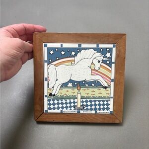 Sigma Tastesetter White Unicorn Rainbow Tile Art with Blue Accents